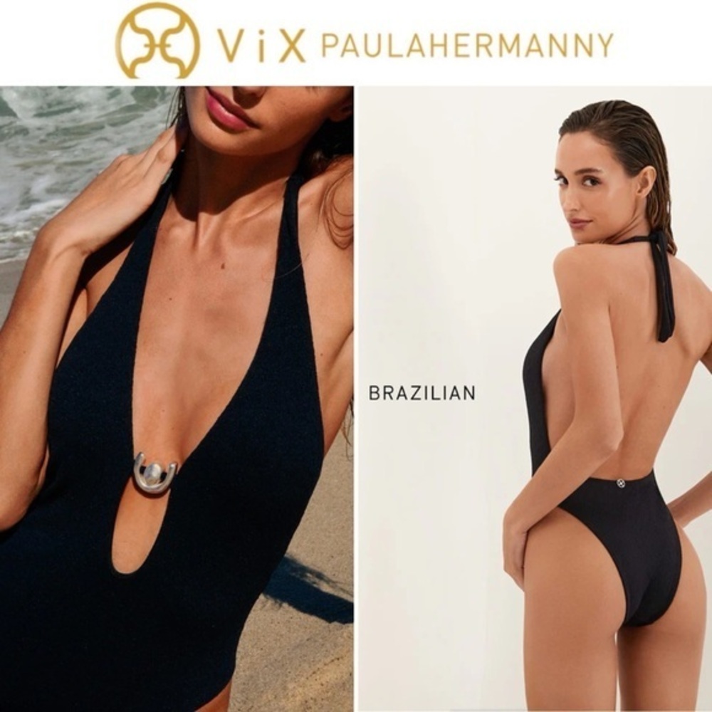 ViX Paula Hermanny Firenze Kori Brazilian One Piece In Black Swimsuit Sz L NWT